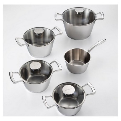 cucina italiana cookware set in 18/10 stainless steel, 10 pieces